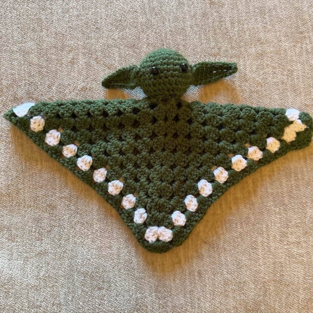 Handmade Green Crochet Yoda Baby Lovey - Star Wars Inspired